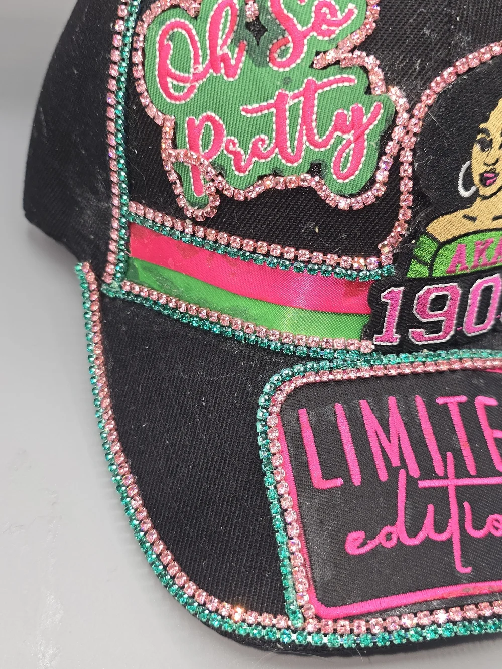 Limited Edition Black & Pink Embellished Baseball Cap - AKA 1908